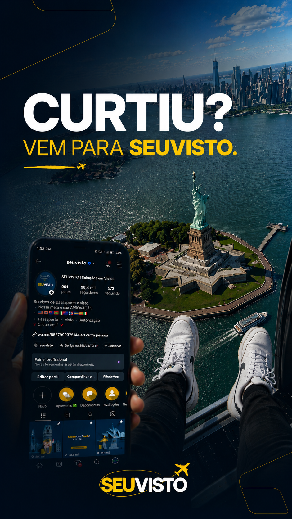 Perfil da SEUVISTO apresentado em uma experiência de viagem internacional